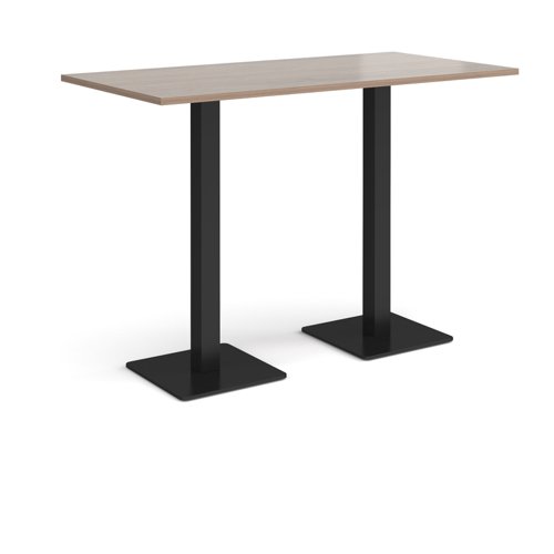 Brescia rectangular poseur table with flat square black bases 1600mm x 800mm - barcelona walnut