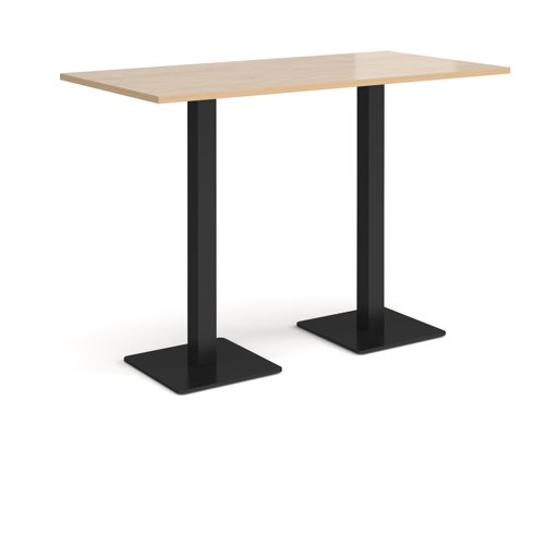 BPR1600-K-KO Brescia rectangular poseur table with flat square black bases 1600mm x 800mm - kendal oak