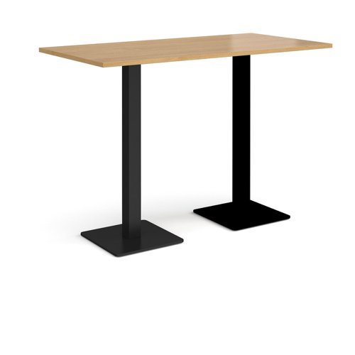 BPR1600-K-O Brescia rectangular poseur table with flat square black bases 1600mm x 800mm - oak