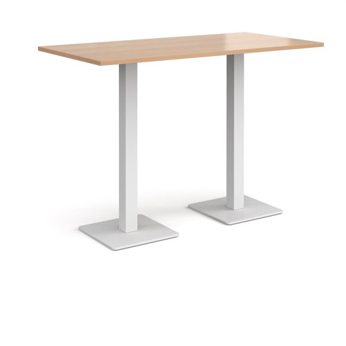 BPR1600-WH-B Brescia rectangular poseur table with flat square white bases 1600mm x 800mm - beech