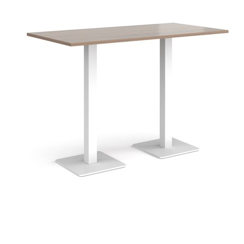 Brescia rectangular poseur table with flat square white bases 1600mm x 800mm - barcelona walnut