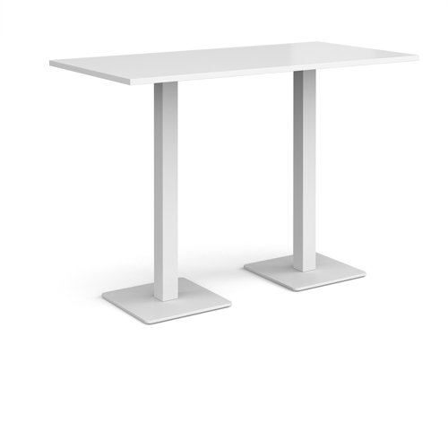 Brescia rectangular poseur table with flat square white bases 1600mm x 800mm - white