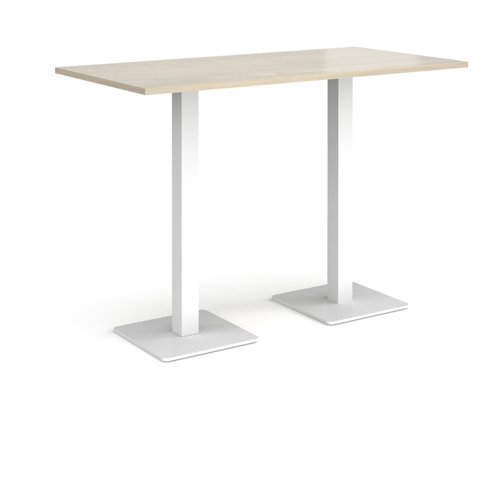 Brescia rectangular poseur table with flat square white bases 1600mm x 800mm - made to order