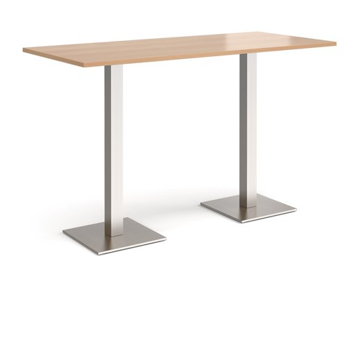 Brescia rectangular poseur table with flat square brushed steel bases 1800mm x 800mm - beech Canteen Tables BPR1800-BS-B