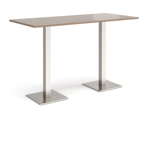 Brescia rectangular poseur table with flat square brushed steel bases 1800mm x 800mm - Barcelona walnut