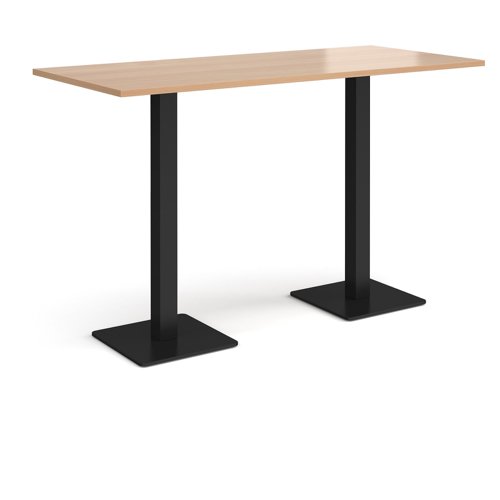 Brescia rectangular poseur table with flat square black bases 1800mm x 800mm - beech Canteen Tables BPR1800-K-B