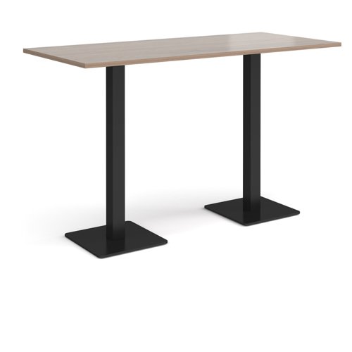 Brescia rectangular poseur table with flat square black bases 1800mm x 800mm - Barcelona walnut