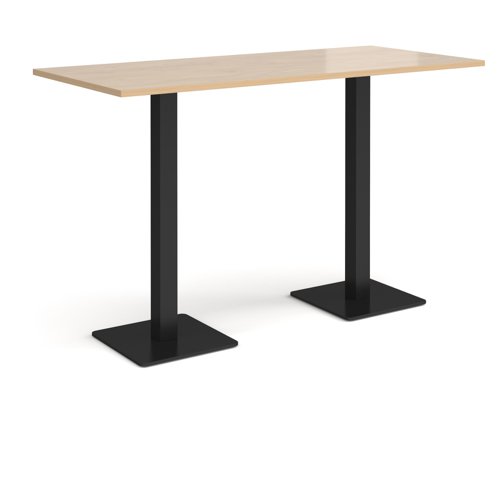 Brescia rectangular poseur table with flat square black bases 1800mm x 800mm - kendal oak Canteen Tables BPR1800-K-KO