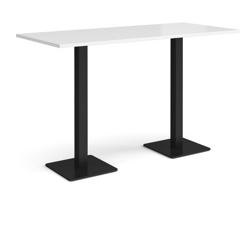 Brescia rectangular poseur table with flat square black bases 1800mm x 800mm - white Canteen Tables BPR1800-K-WH