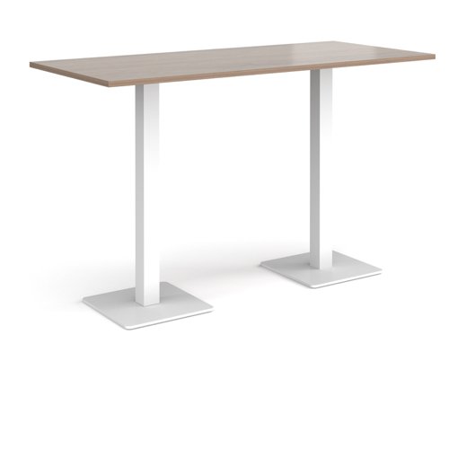 BPR1800-WH-BW Brescia rectangular poseur table with flat square white bases 1800mm x 800mm - barcelona walnut