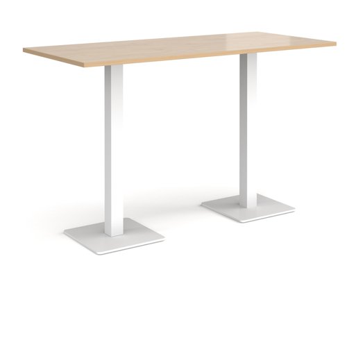 Brescia rectangular poseur table with flat square white bases 1800mm x 800mm - kendal oak