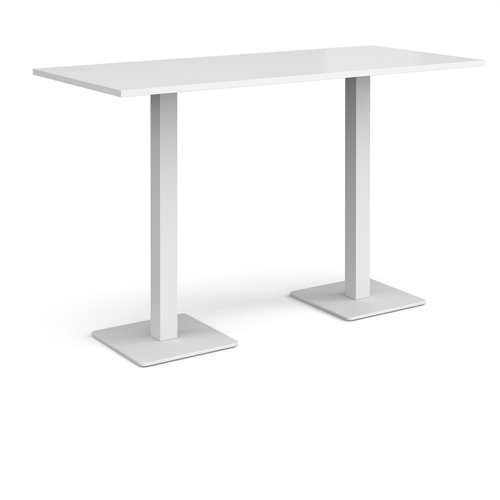 Brescia rectangular poseur table with flat square white bases 1800mm x 800mm - white Canteen Tables BPR1800-WH-WH