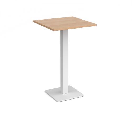Brescia square poseur table with flat square white base 700mm - beech