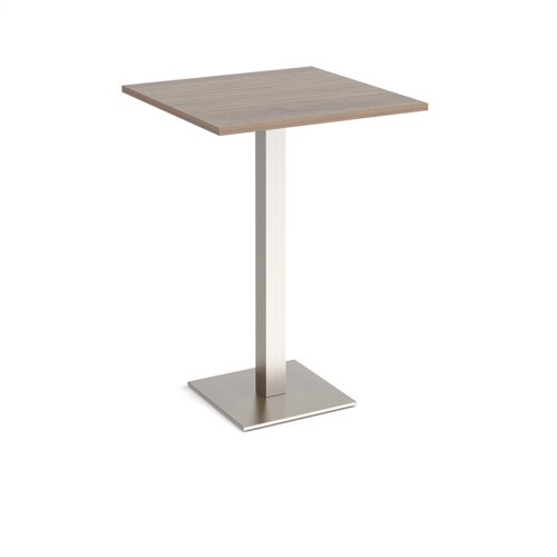 Brescia square poseur table with flat square brushed steel base 800mm - barcelona walnut