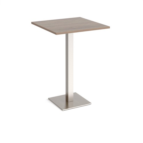 Brescia square poseur table with flat square brushed steel base 800mm - barcelona walnut Canteen Tables BPS800-BS-BW