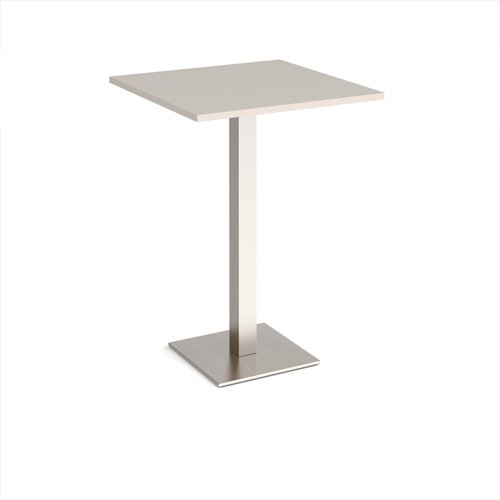 Brescia square poseur table with flat square brushed steel base 800mm - Light Grey