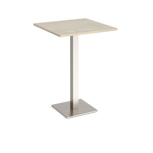 Brescia square poseur table with flat square brushed steel base 800mm - made to order