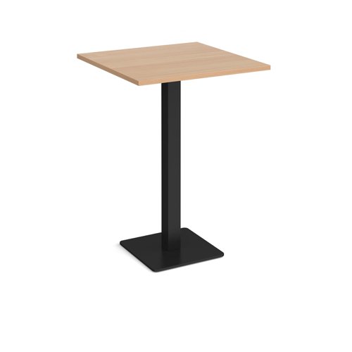 Brescia square poseur table with flat square black base 800mm - beech