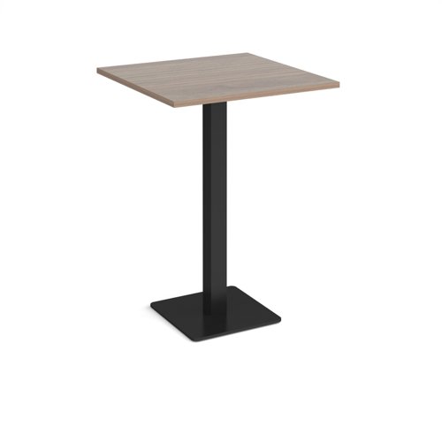 Brescia square poseur table with flat square black base 800mm - barcelona walnut