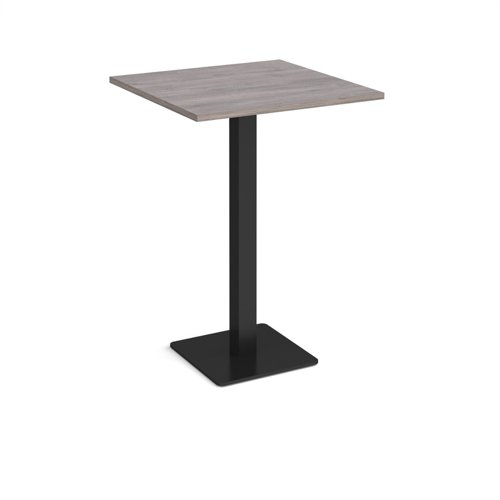 Brescia square poseur table with flat square black base 800mm - grey oak Canteen Tables BPS800-K-GO