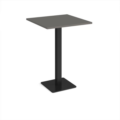 Brescia square poseur table with flat square black base 800mm - Onyx Grey