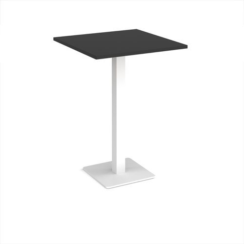 Brescia square poseur table with flat square white base 800mm - Black