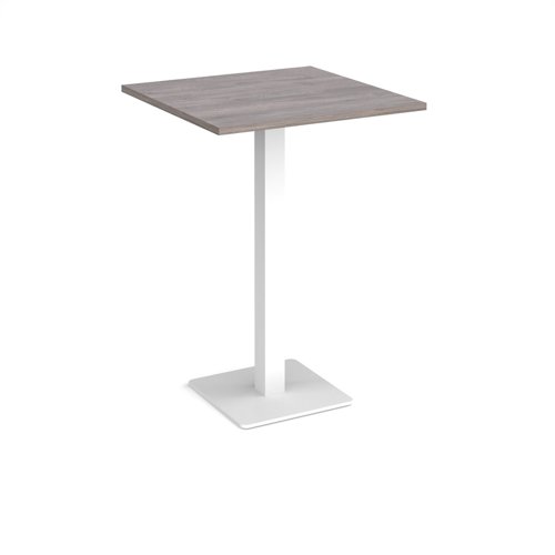 Brescia square poseur table with flat square white base 800mm - grey oak Canteen Tables BPS800-WH-GO