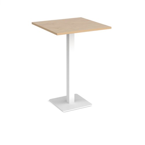 BPS800-WH-KO Brescia square poseur table with flat square white base 800mm - kendal oak