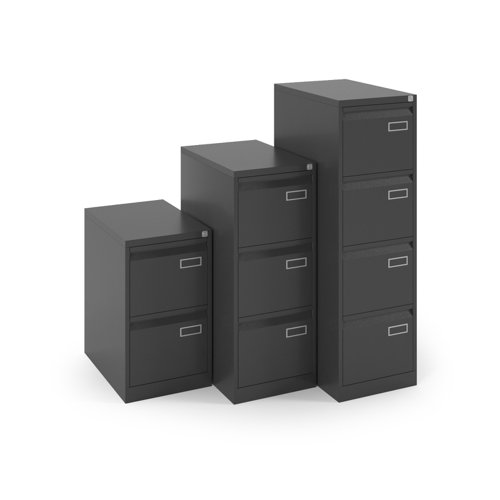 Bisley steel 2 drawer public sector contract filing cabinet 711mm high - black | BPSF2K | Bisley