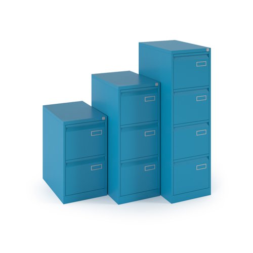 Bisley steel 2 drawer public sector contract filing cabinet 711mm high - blue (Made-to-order 4 - 6 week lead time)