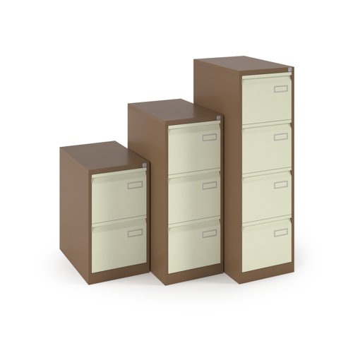 Bisley steel 3 drawer public sector contract filing cabinet 1016mm high - coffee/cream | BPSF3C | Bisley