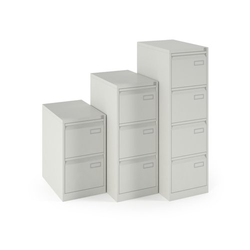 Bisley steel 2 drawer public sector contract filing cabinet 711mm high - goose grey | BPSF2G | Bisley