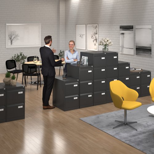 Bisley steel 3 drawer public sector contract filing cabinet 1016mm high - black | BPSF3K | Bisley