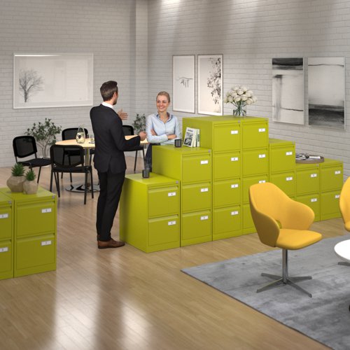Bisley steel 4 drawer public sector contract filing cabinet 1321mm high - green | BPSF4GN | Bisley