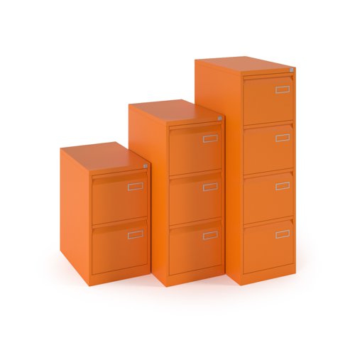 Bisley steel 4 drawer public sector contract filing cabinet 1321mm high - orange | BPSF4OR | Bisley