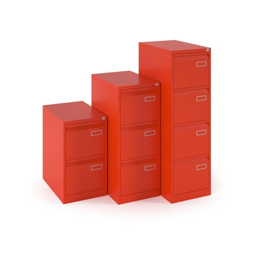 Bisley steel 3 drawer public sector contract filing cabinet 1016mm high - red