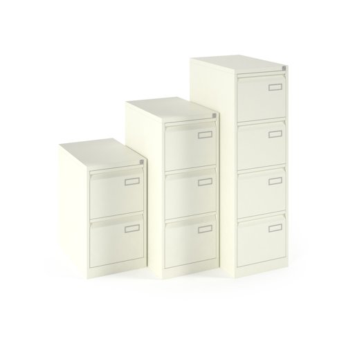 Bisley steel 2 drawer public sector contract filing cabinet 711mm high - white | BPSF2WH | Bisley