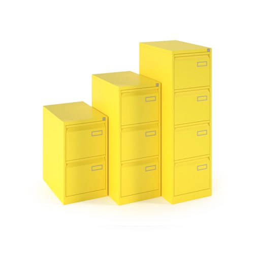 Bisley steel 3 drawer public sector contract filing cabinet 1016mm high - yellow