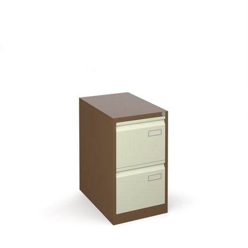 Bisley steel 2 drawer public sector contract filing cabinet 711mm high - coffee/cream (Made-to-order 4 - 6 week lead time)