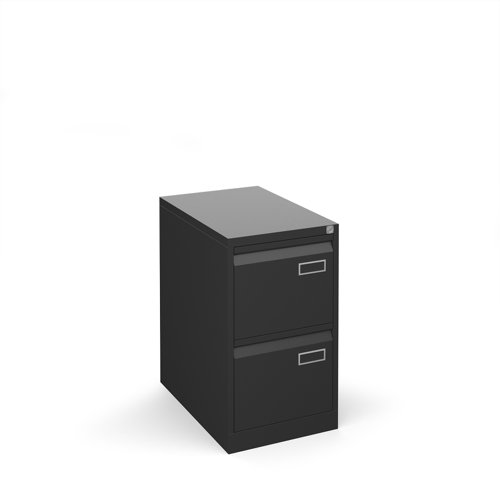 Bisley steel 2 drawer public sector contract filing cabinet 711mm high - black | BPSF2K | Bisley