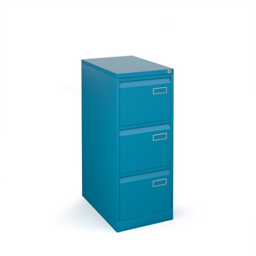 Bisley steel 3 drawer public sector contract filing cabinet 1016mm high - blue