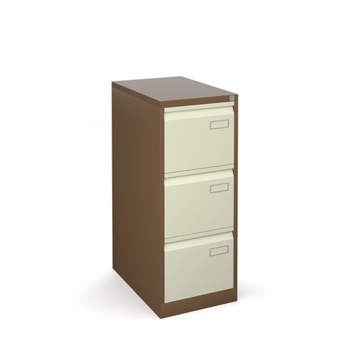 Bisley steel 3 drawer public sector contract filing cabinet 1016mm high - coffee/cream