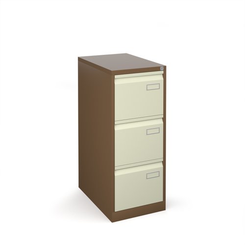 Bisley steel 3 drawer public sector contract filing cabinet 1016mm high - coffee/cream | BPSF3C | Bisley