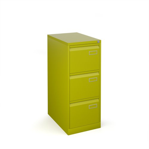 Bisley steel 3 drawer public sector contract filing cabinet 1016mm high - green | BPSF3GN | Bisley