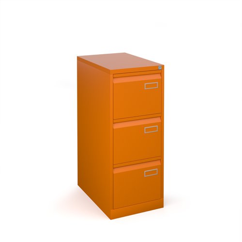 Bisley steel 3 drawer public sector contract filing cabinet 1016mm high - orange (Made-to-order 4 - 6 week lead time)