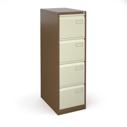 Bisley steel 4 drawer public sector contract filing cabinet 1321mm high - coffee/cream