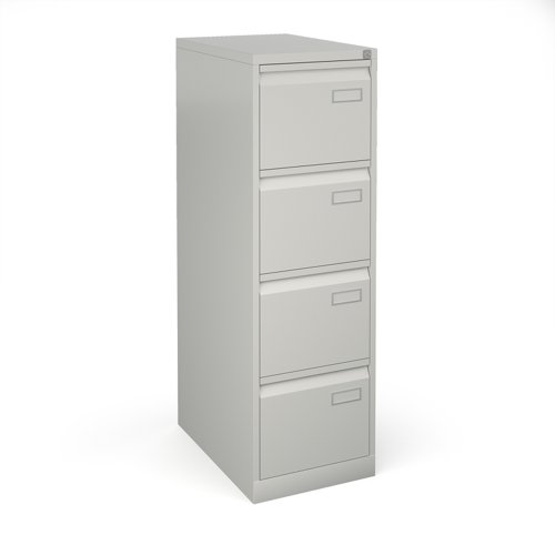 Bisley steel 4 drawer public sector contract filing cabinet 1321mm high - goose grey