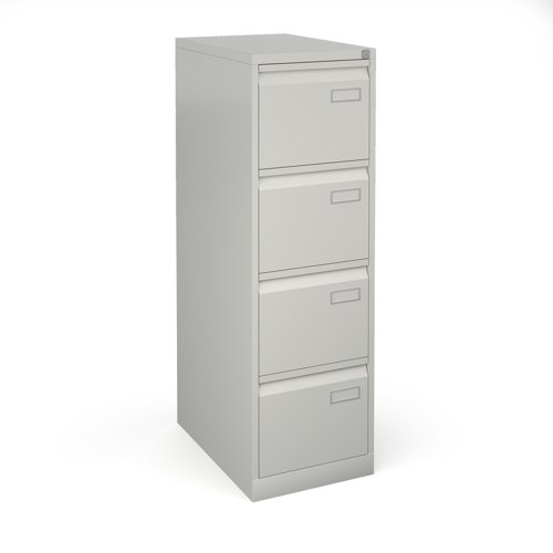 Bisley steel 4 drawer public sector contract filing cabinet 1321mm high - goose grey | BPSF4G | Bisley