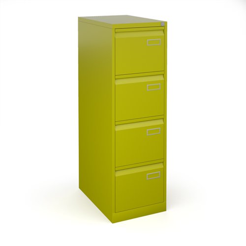 Bisley steel 4 drawer public sector contract filing cabinet 1321mm high - green | BPSF4GN | Bisley