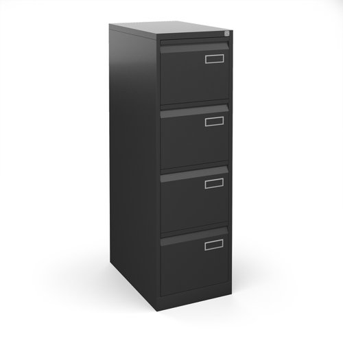 Bisley steel 4 drawer public sector contract filing cabinet 1321mm high - black | BPSF4K | Bisley